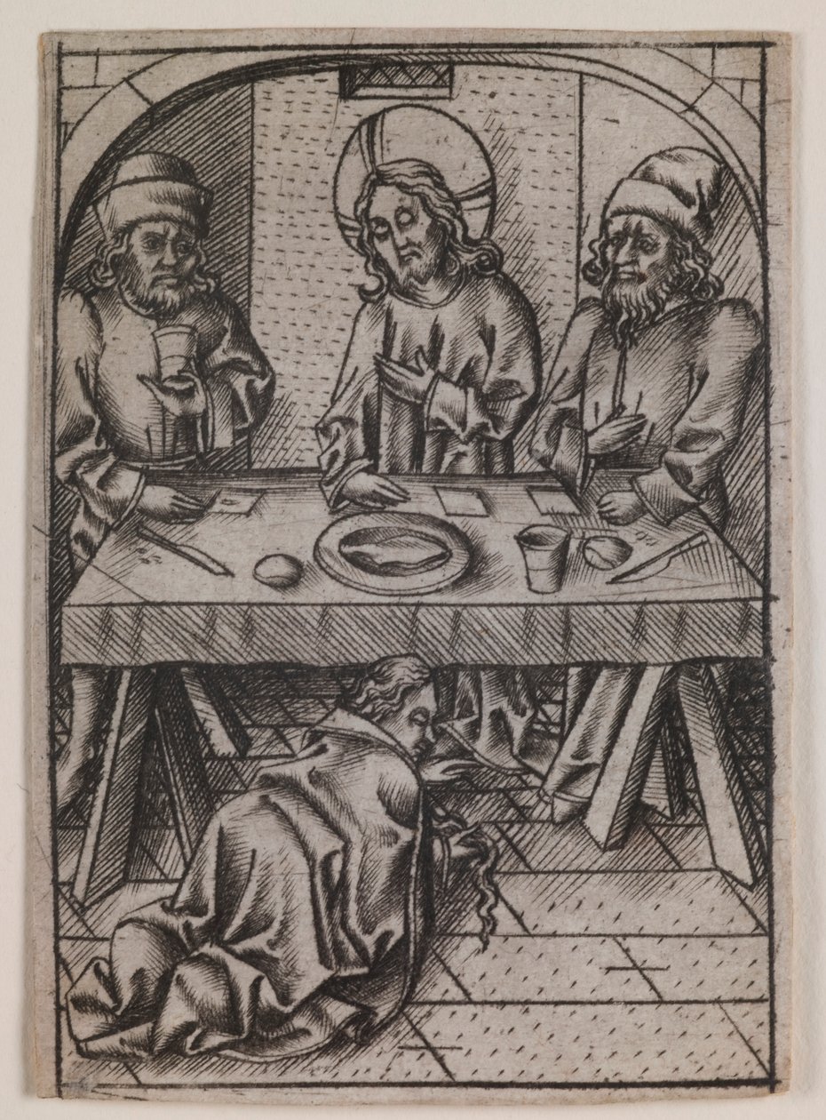 Maria Magdalena wäscht die Füße Christi von Israhel van Meckenem the younger