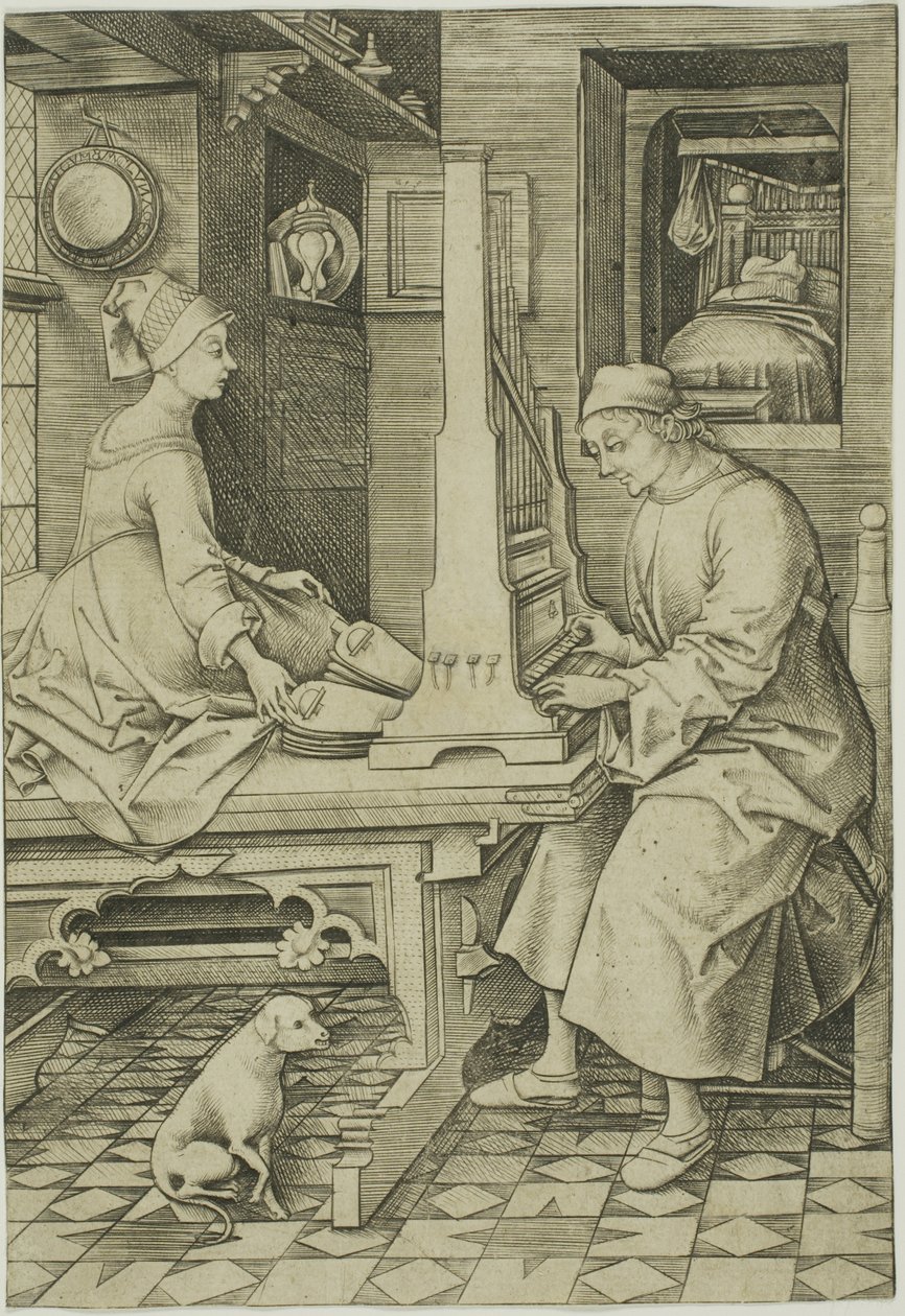 Der Orgelspieler und seine Frau von Israhel van Meckenem the younger