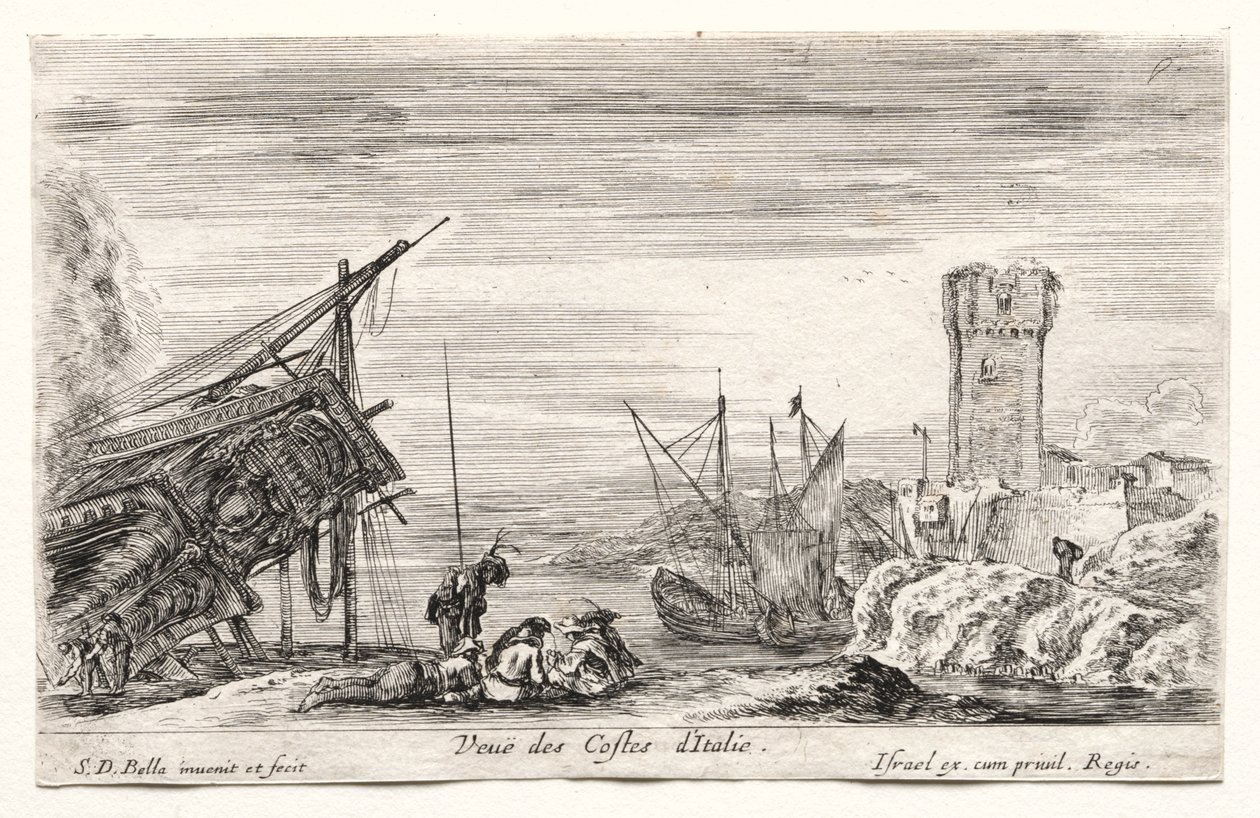 Ansichten von Seehäfen: Blick auf die italienische Küste von Israël Henriet