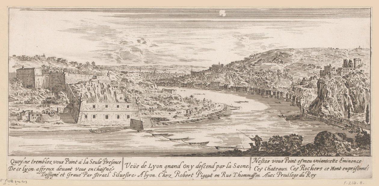 Ansicht von Lyon in einer Biegung der Saône von Israël Silvestre