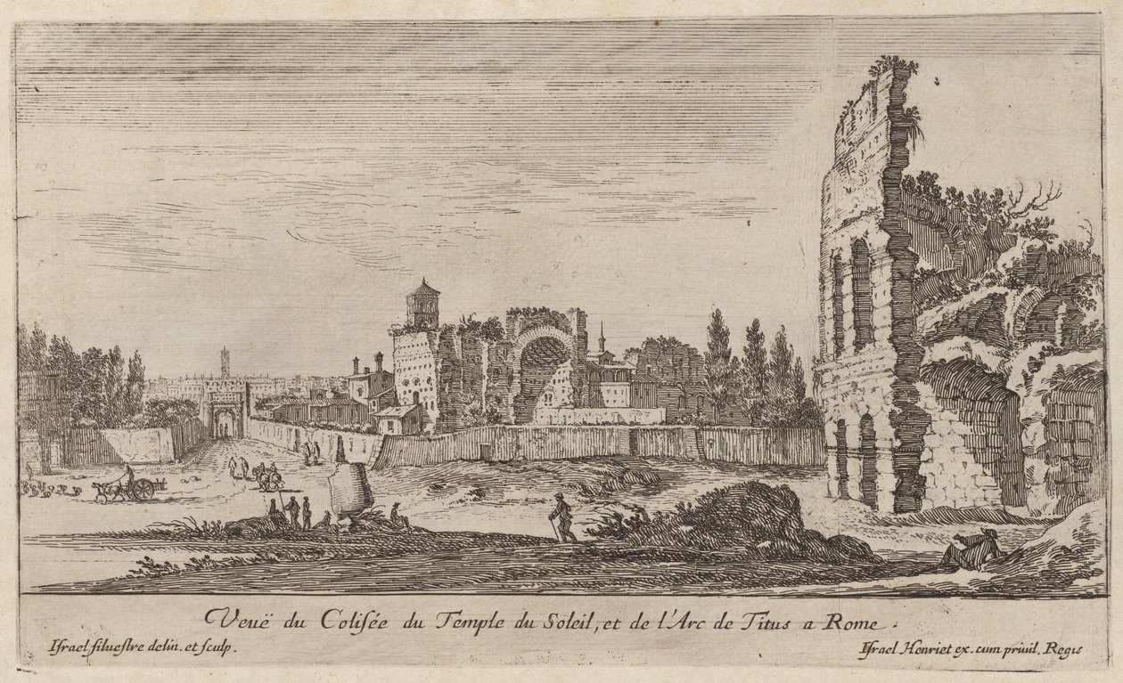 Ansicht des Kolosseums, des Sonnentempels und des Titusbogens in Rom von Israël Silvestre