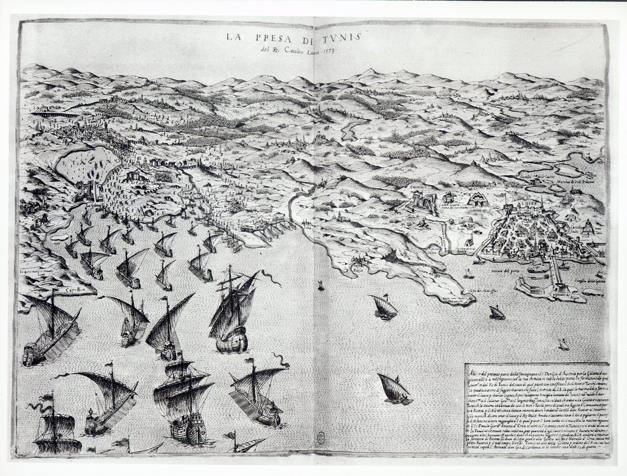 Karte der Einnahme von Tunis durch die Spanier 1573 von Italian School