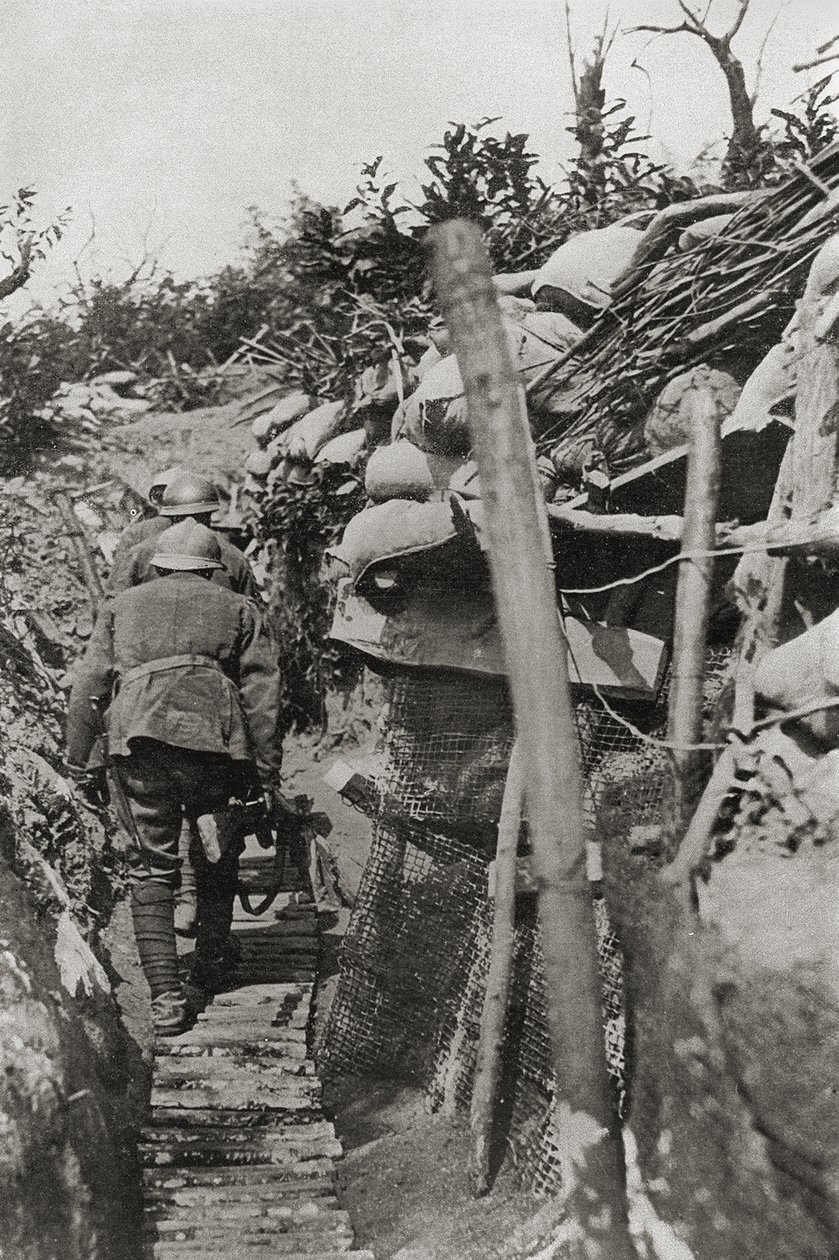 Der Durchgang durch die Schützengräben am Mount Podgora, Italien von Italian Photographer