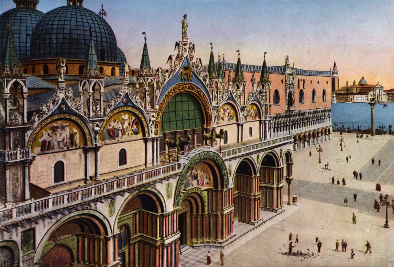 Venedig: Fassade der Basilika von der Uhrturm gesehen von Italian Photographer