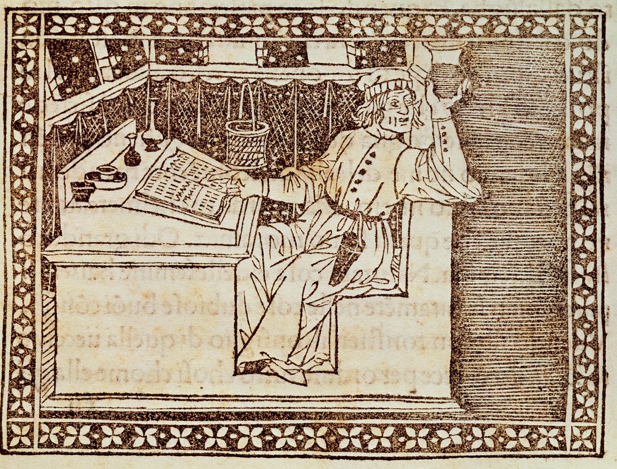 Apothekerpraktiker, Florentiner Gravur aus dem Buch des Schachs von Italian School