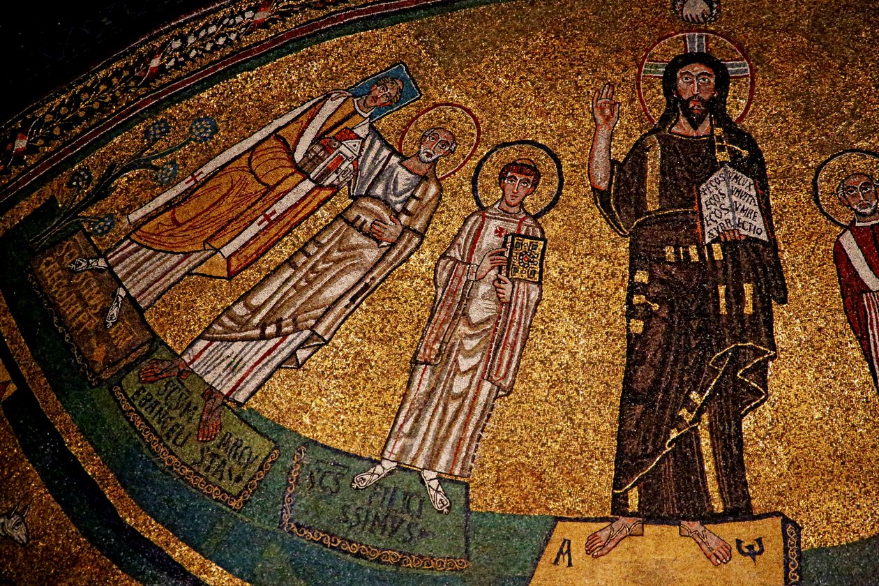 Apsis mit Christus, Heiligen und Papst Gregor IV (Mosaik) von Italian School