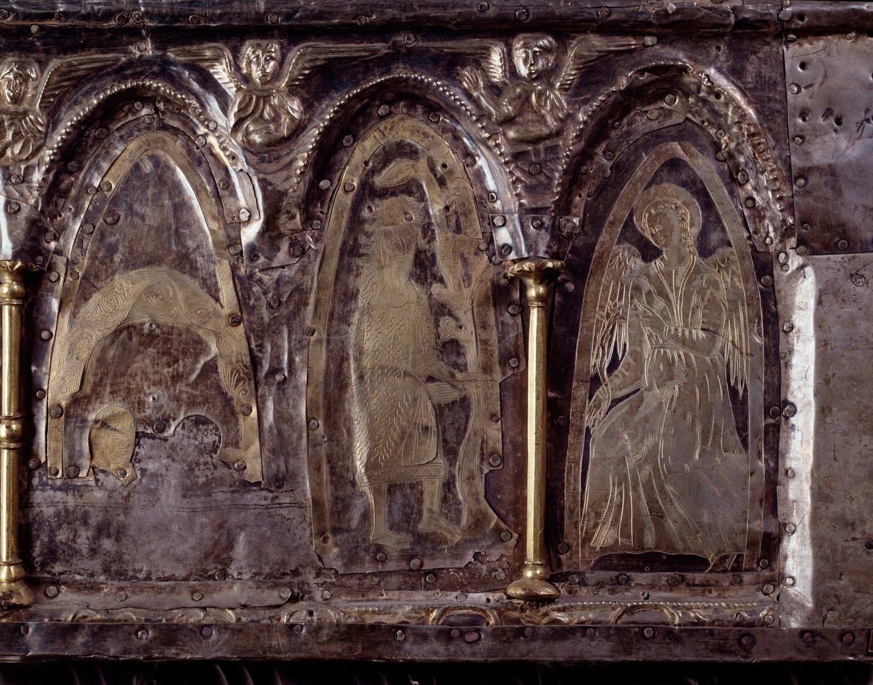 Arche von Barbarossa, mit Szenen aus dem Leben von Johannes dem Täufer (Holz, Silberblatt und Steine) von Italian School