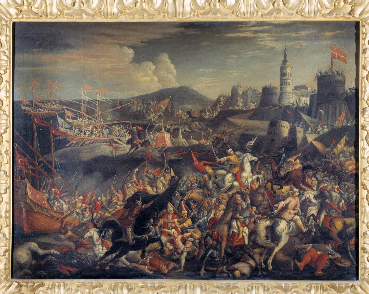 Angriff der Sarazenen auf die Insel Malta, verteidigt von den Johannitern 1565 von Italian School