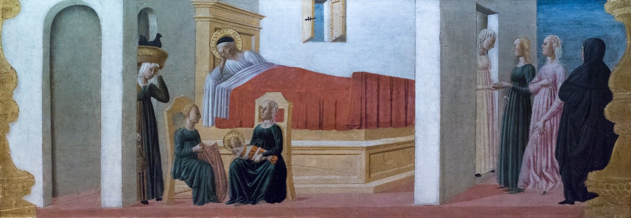 Geburt der Jungfrau von Meister der Colonna Predella von Italian School