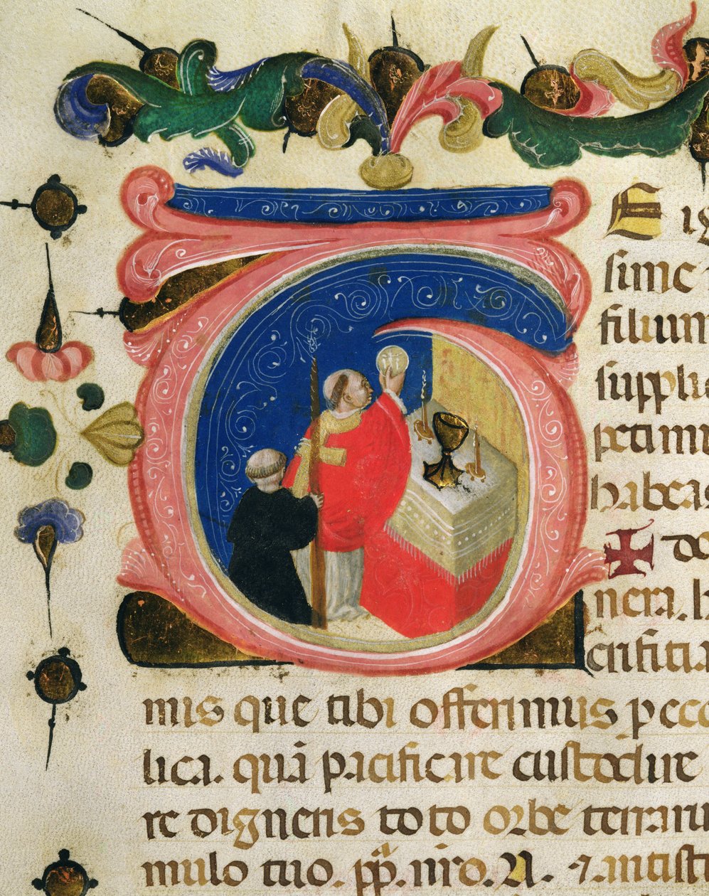 Feier der Eucharistie, aus einer Mariegola der Laiengilde des Hl. Hieronymus, um 1400 von Italian School