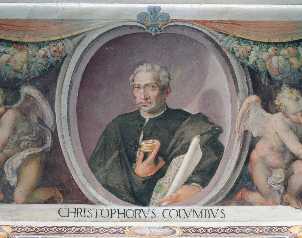 Christoph Kolumbus, in der Sala del Mappamondo von Italian School