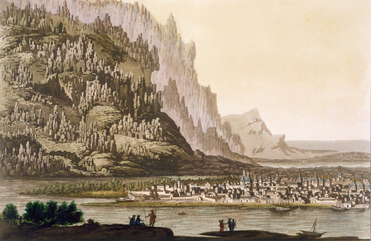 Stadt Jakutsk am Fluss Lena, Ostsibirien, ca. 1820er-30er Jahre von Italian School