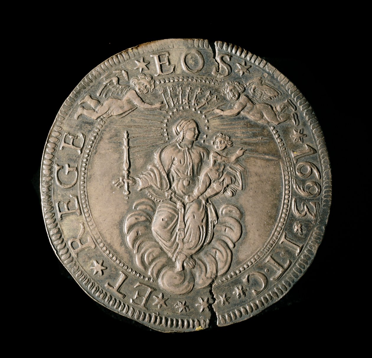 Währung der Republik Genua: ECU breit in Silber. Durchmesser 61 mm. 1693. Rückseite. Genua Musei di Strada Nuova (inv, M7097) von Italian School