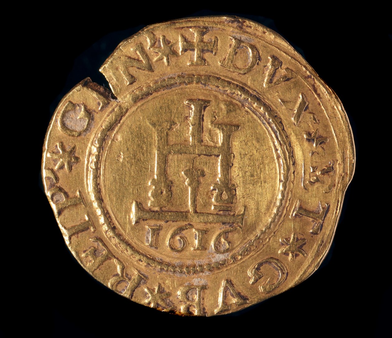 Währung der Republik Genua: eine Gold-Quadrupla mit einem Genua-Portal. Durchmesser 32 mm. 1616. Vorderseite. Genua Musei di Strada Nuova von Italian School