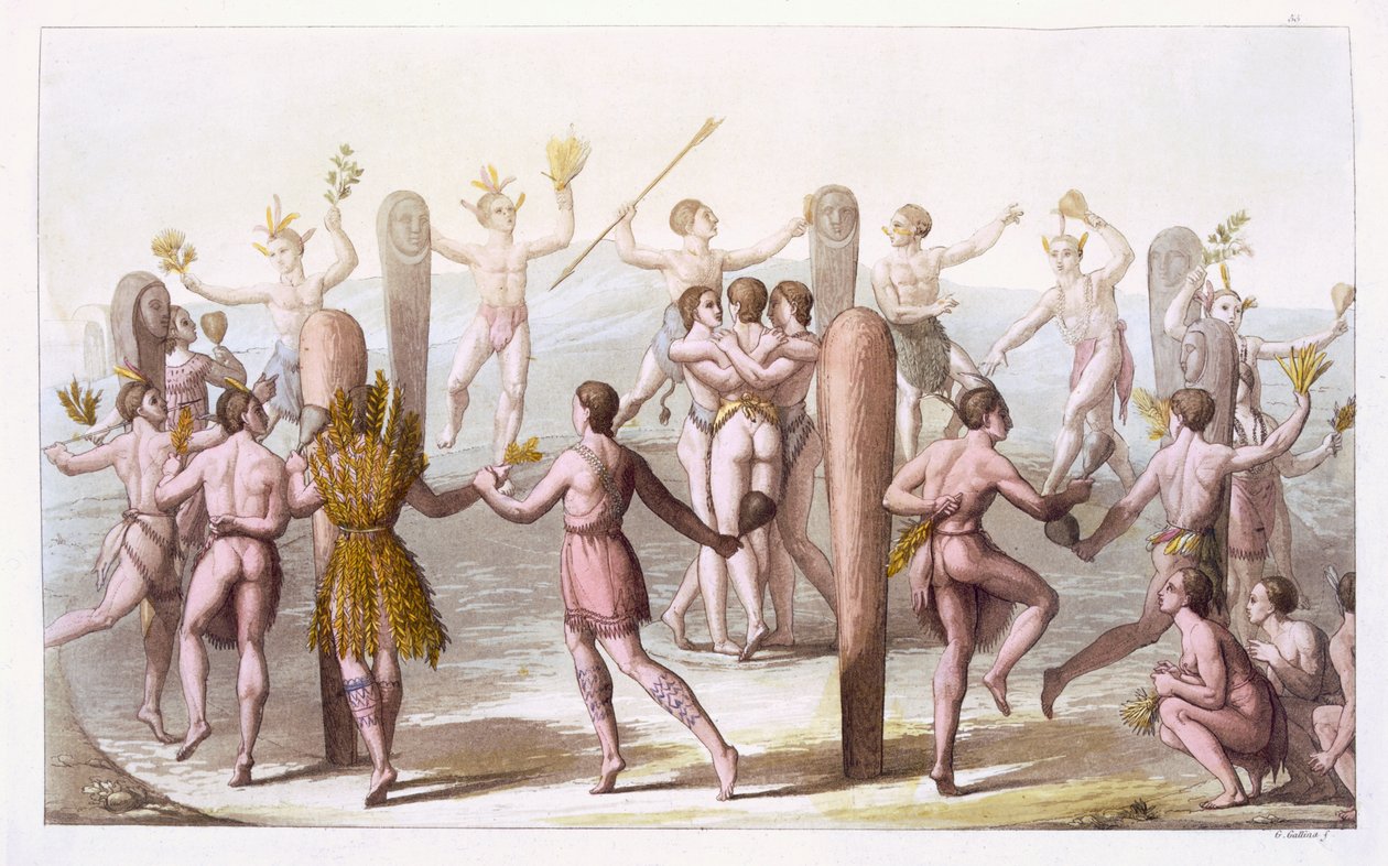 Tänze der einheimischen Bewohner von Virginia, ca. 1820 von Italian School