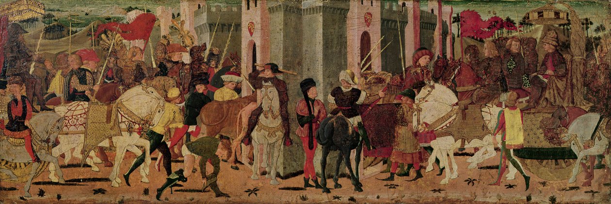 Einzug von Titus Flavius Vespasian und Titus in Rom, ca. 1450 von Italian School