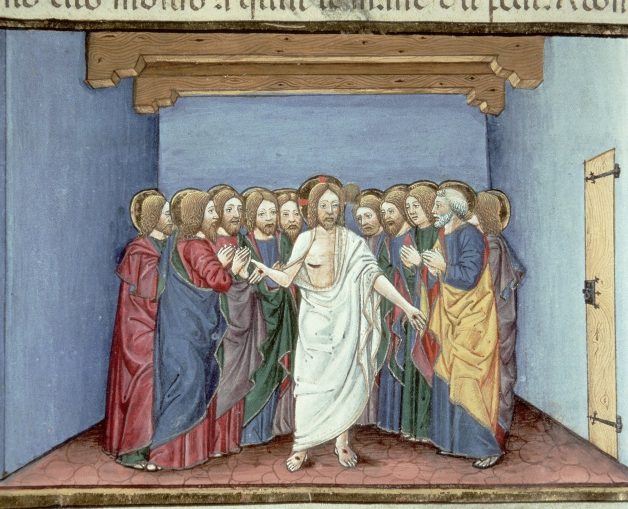 Fol.135v Jesus erscheint den Jüngern, die sich aus Angst vor den Richtern versammelt haben von Italian School