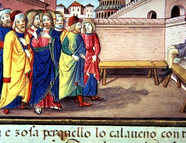 Fol.51v Christus betritt Kafarnaum von Italian School