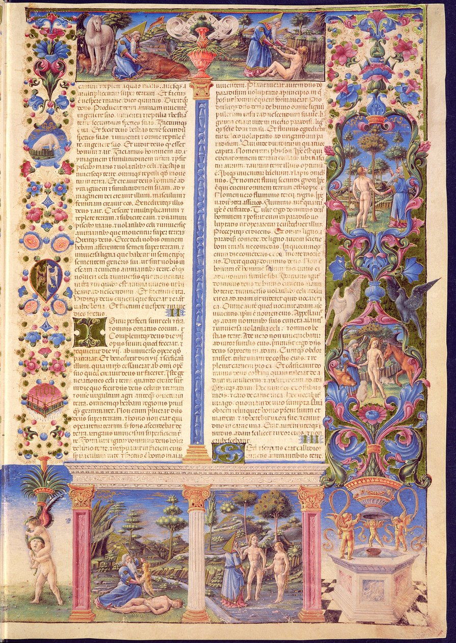 Fol.6r Genesis. Erschaffung von Adam und Eva, aus der Borso d