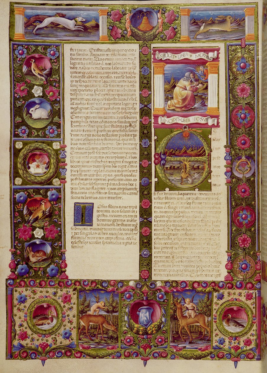 Ende des Buches Mose, Beginn des Buches Josua, aus der Borso d