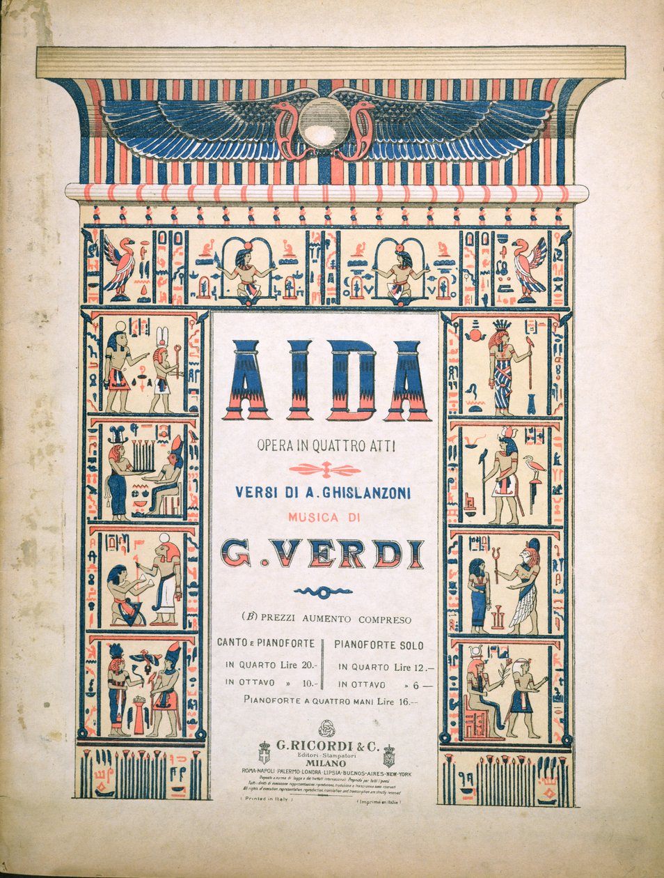 Vorderseite der Partitur von Aida, von Giuseppe Verdi von Italian School