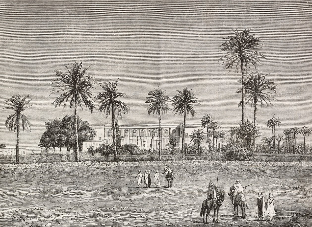 Gouverneurspalast, in dem General Gordon residierte, Khartum, Sudan, Gravur von Cairoli aus L