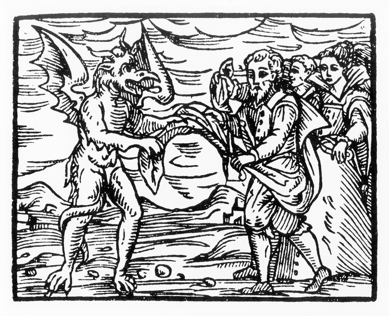Huldigung an den Teufel, Kopie einer Illustration aus Compendium Maleticarum von Fr M Guaccius, Mailand 1608, verwendet in Geschichte der Magie, veröffentlicht Ende des 19. Jahrhunderts von Italian School
