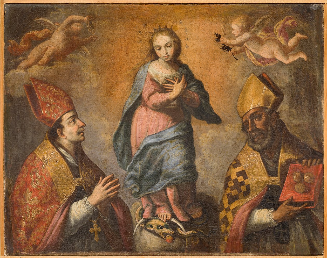 Immaculata zwischen St. Canio (oder St. Augustinus) und St. Nikolaus, erste Hälfte des 18. Jahrhunderts von Italian School