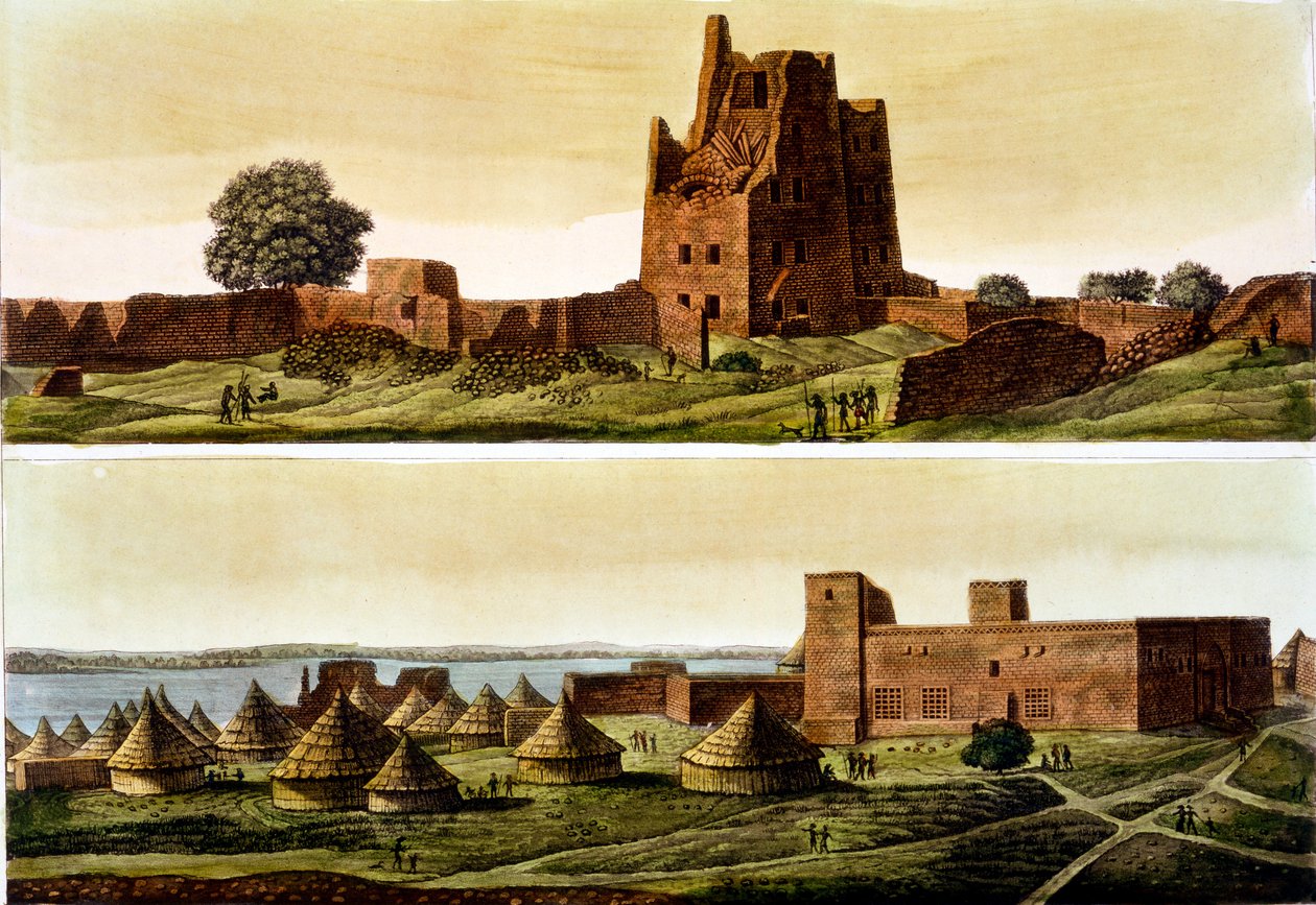 Unterägypten oder Sudan, der Nil: Unten, Dorf El-Querebyn, 1820er-30er Jahre von Italian School