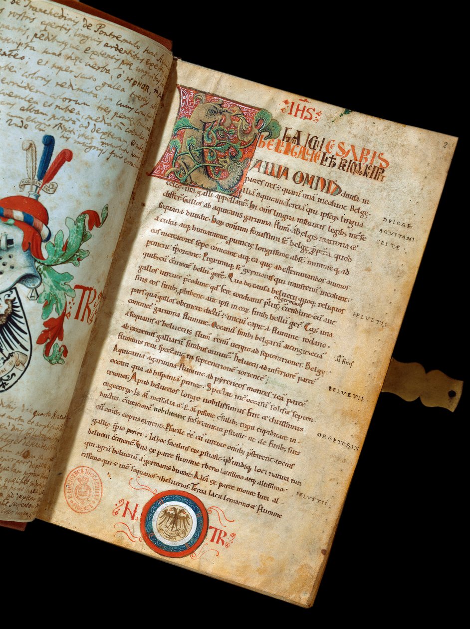 Manuskript „De Bello Gallico, Kommentare zum Gallischen Krieg“ von Julius Caesar (100-44 v. Chr.) von Italian School