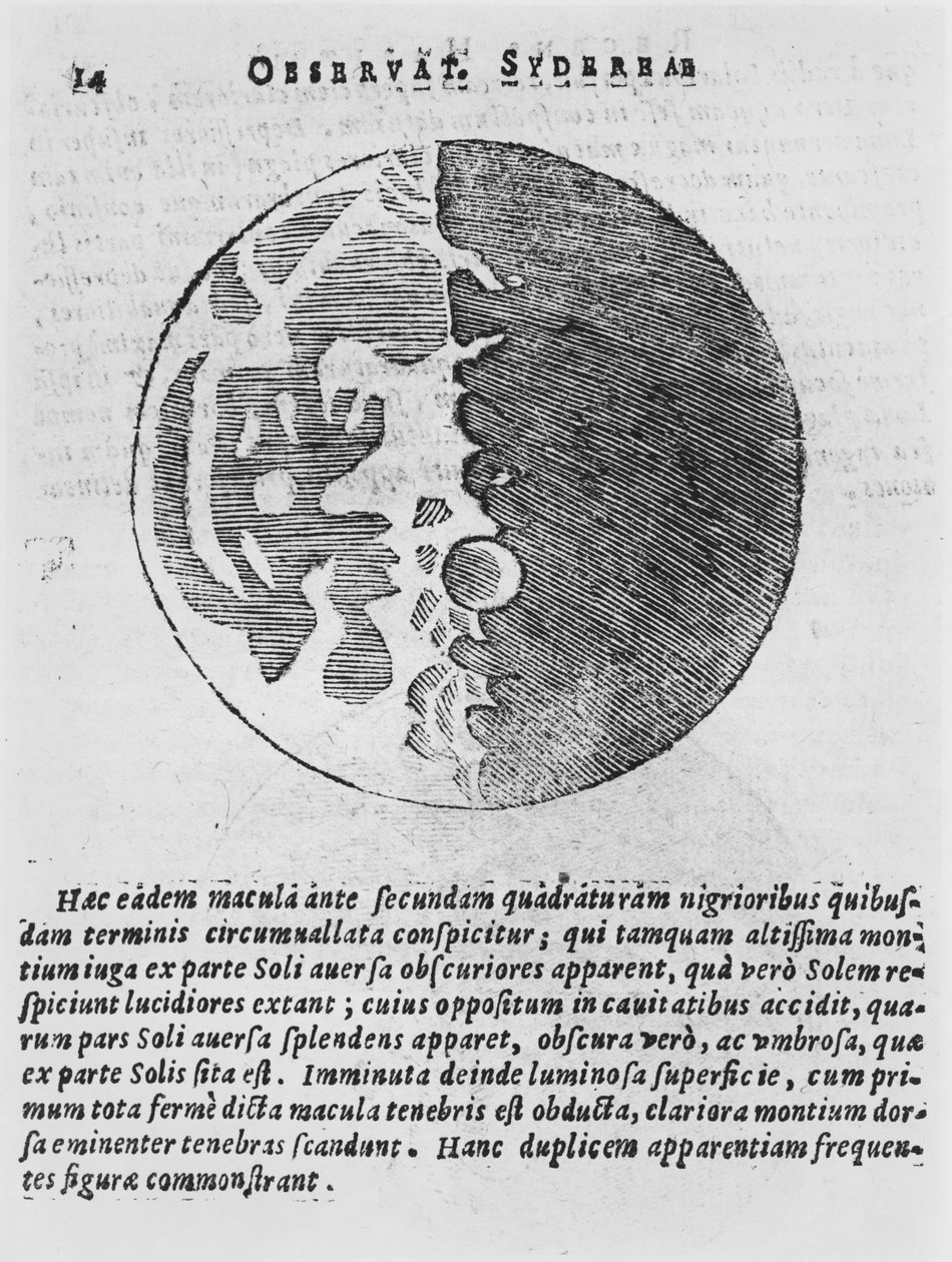 Mondkarte, Illustration aus Sidereus Nuncius von Galileo Galilei, 1610 von Italian School