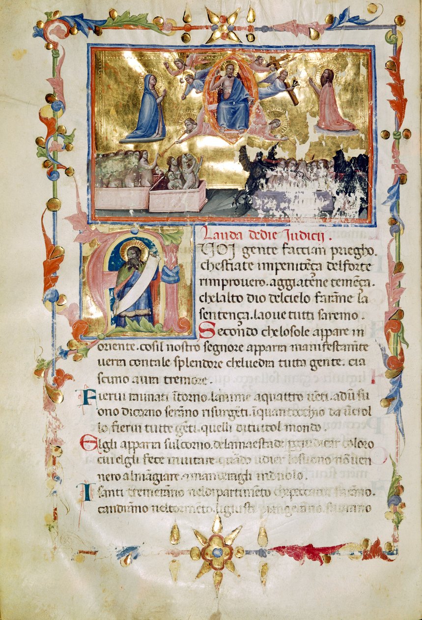 Ms. B.R. 19, c. 62b, aus Laudi Spirituali von der Gesellschaft des Hl. Giles von Italian School