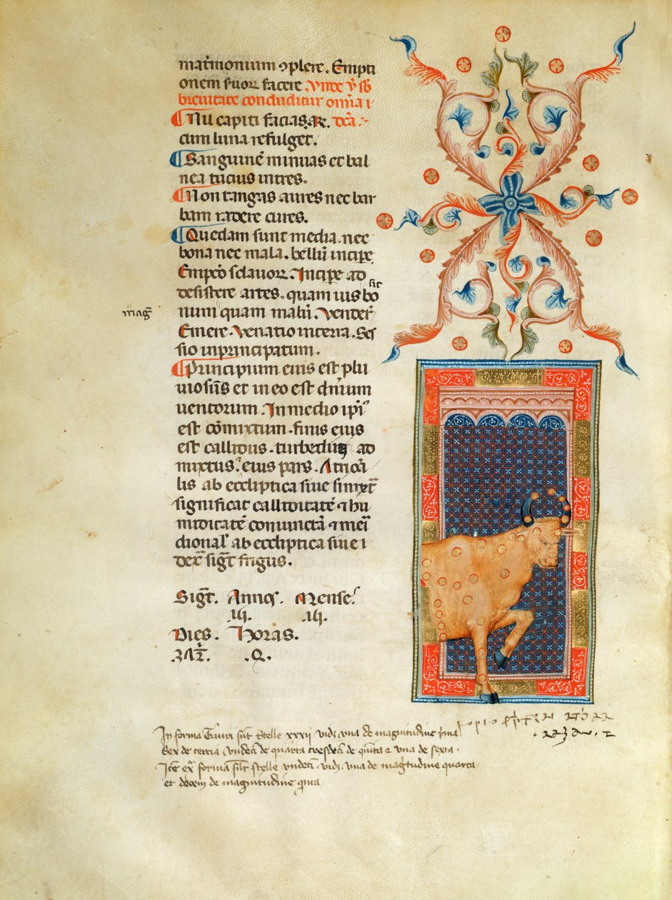 Ms Latin 7272 fol.113 Illuminiertes Kalenderblatt für April von Italian School