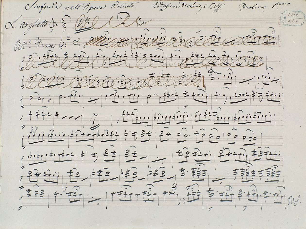 Musikalische Partitur für Poliuto von Donizetti (Tinte auf Papier) von Italian School