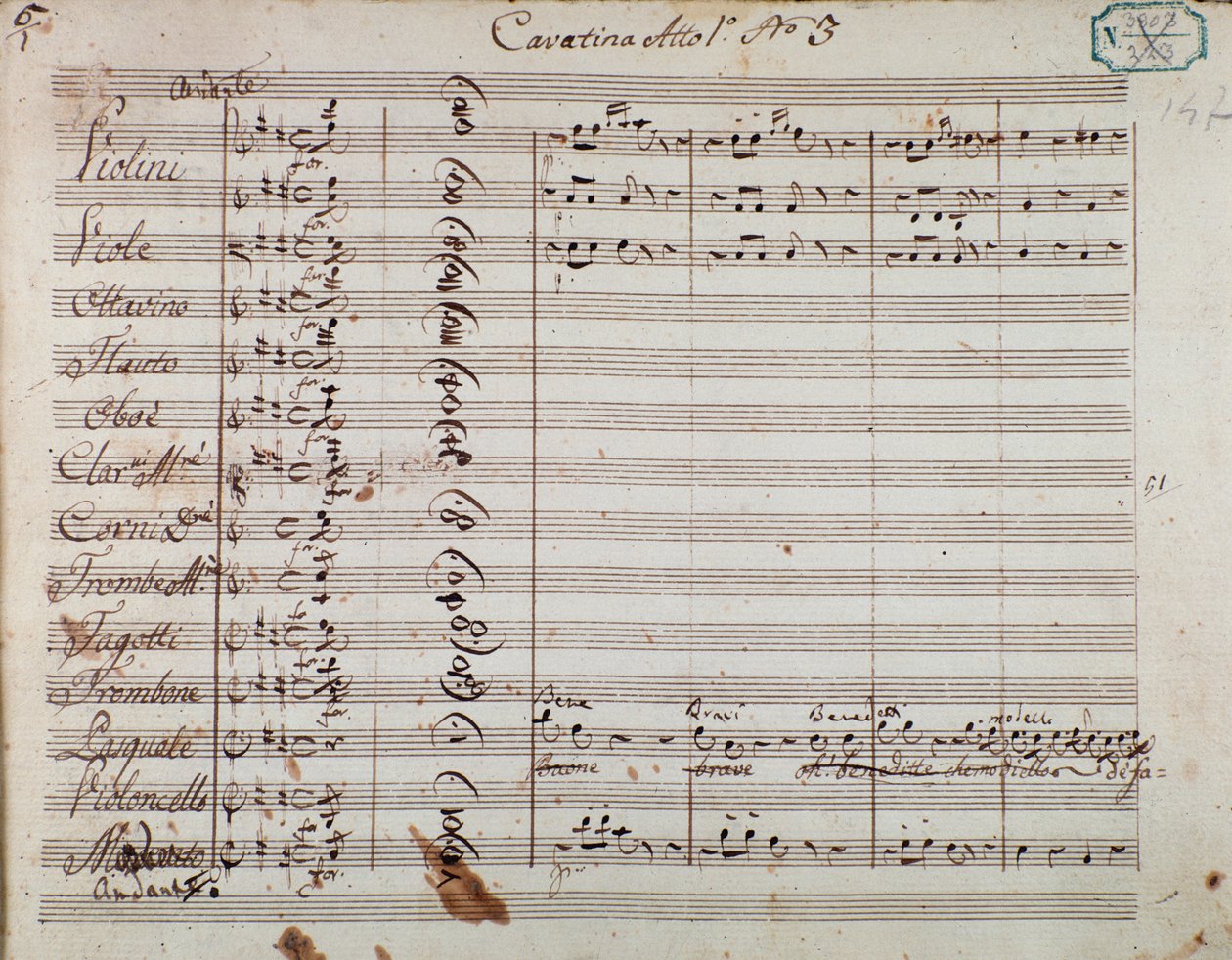 Seite der Partitur aus Akt I der Oper 