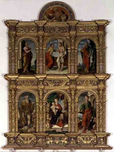 Polyptychon mit der Madonna und Kind mit Heiligen von Italian School