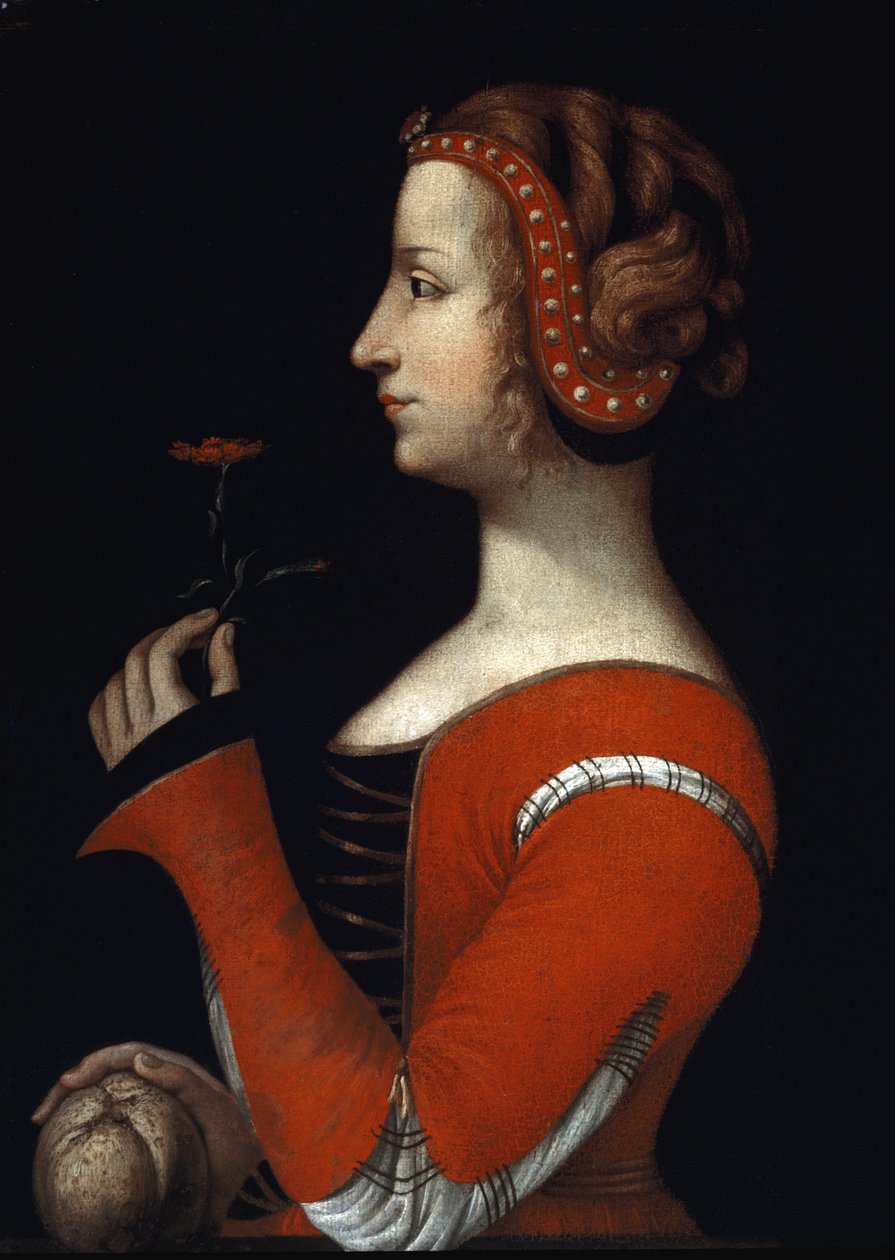 Porträt von Laure (Laura) de Noves (1308-1348), Geliebte von Petrarca (Francesco Petrarca) Gemälde der italienischen Schule des 16. Jahrhunderts. London, Victoria and Albert Museum von Italian School