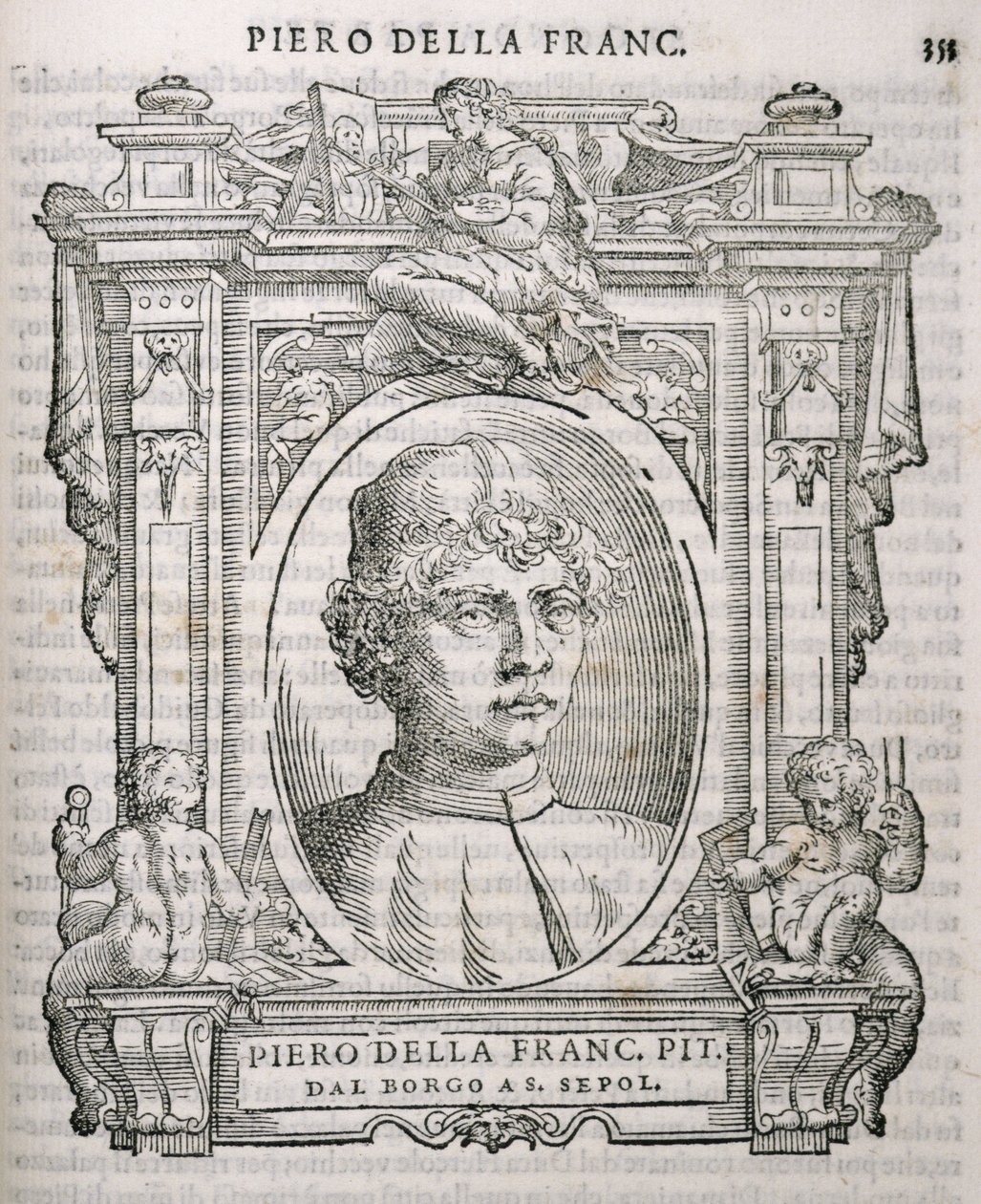 Porträt von Piero della Francesca (1415-92) aus Vasaris Leben der Künstler, erstmals veröffentlicht 1550 von Italian School