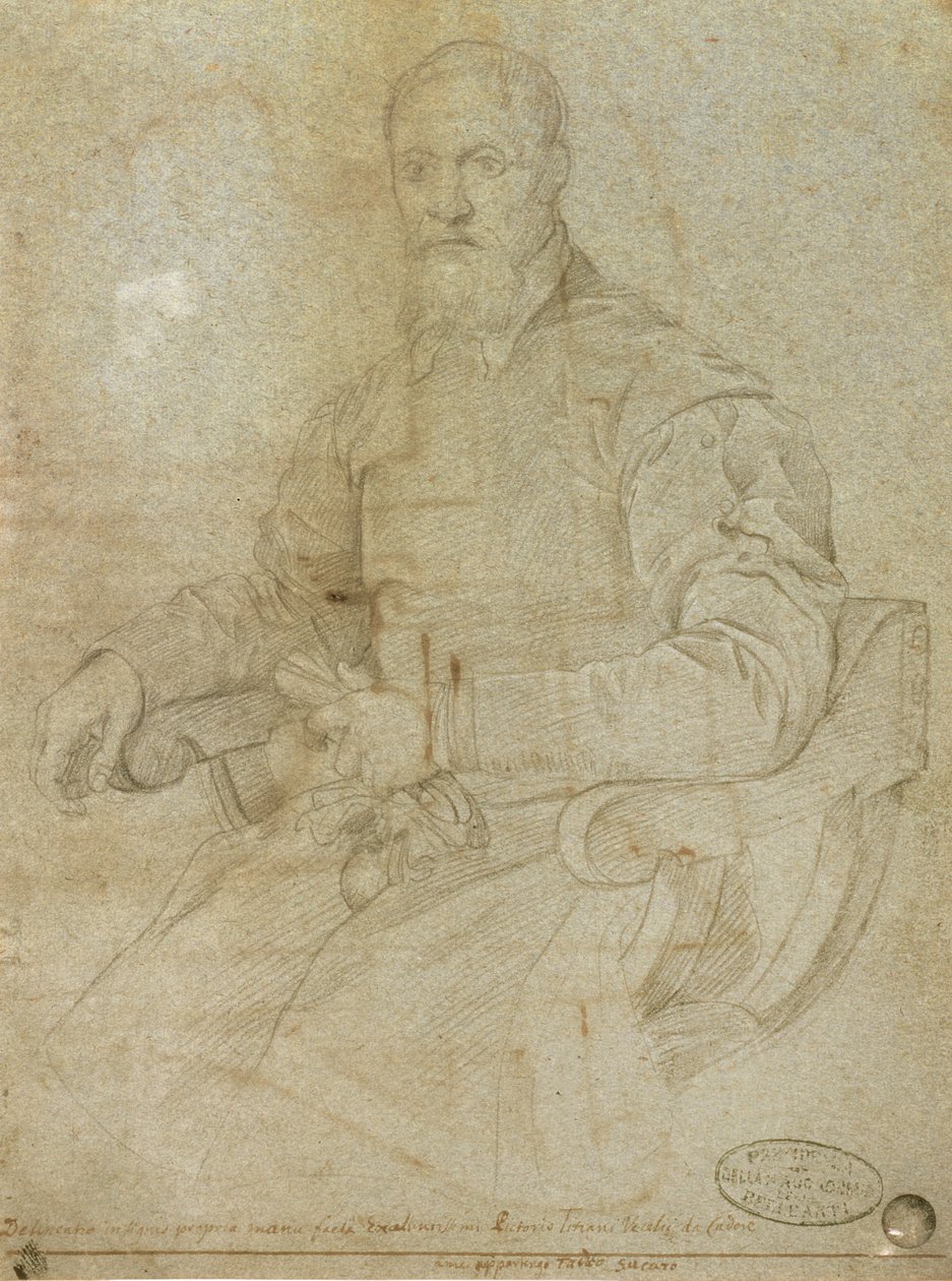 Porträt von Tizian (Tiziano Vecellio) (ca. 1485-1576) Römische Schule (Kohle auf Papier) von Italian School