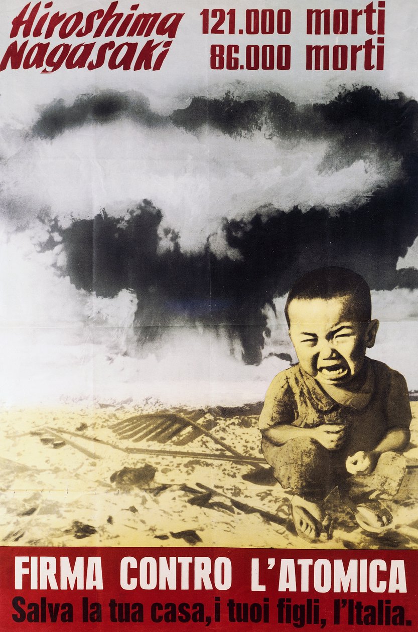 Plakat gegen die Atombombe, erstellt vom Nationalen Komitee der Friedensparteien von Italian School