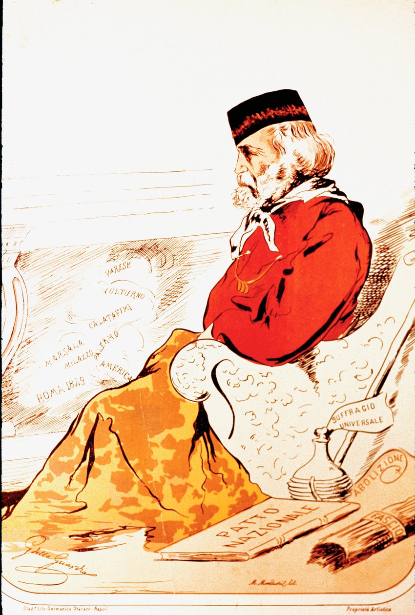 Darstellung von Mitgliedern der parlamentarischen Rechten des Risorgimento und des italienischen Patrioten Giuseppe Garibaldi (1874) von Italian School