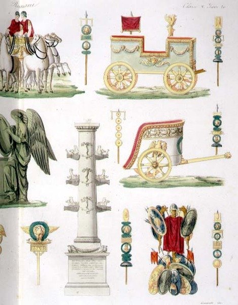 Römische Streitwagen, Trophäen und Militärdenkmäler, Detail von Tafel 20, Klasse 5 aus Teil I von 