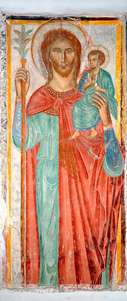 Heiliger Christophorus, anonyme Fresko aus dem 14. Jahrhundert, Varazze, Kapelle des Schlosses Invrea, Italien von Italian School