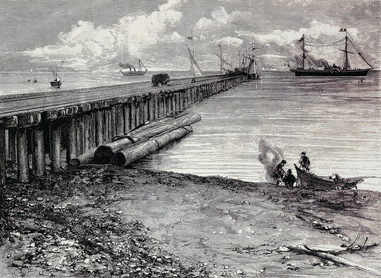San Leon Mine, Verladedeck für Erz nach Maddalena, Gravur, Sardinien, Italien von Italian School