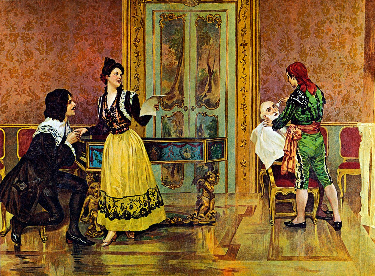 Szene aus der Oper "Der Barbier von Sevilla" von Gioachino Rossini von Italian School