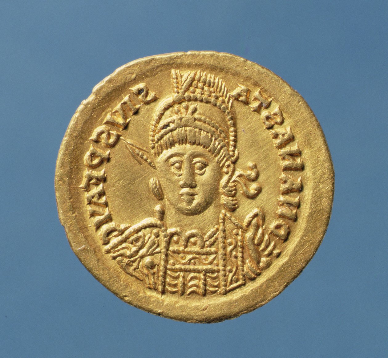Solidus (Vorderseite) geprägt von Theoderich I. (AD 471-AD 526) Ostgotischer König von Italien, kopiert einen Solidus von Anastasius, byzantinischer Kaiser (AD 491-AD 518) von Italian School