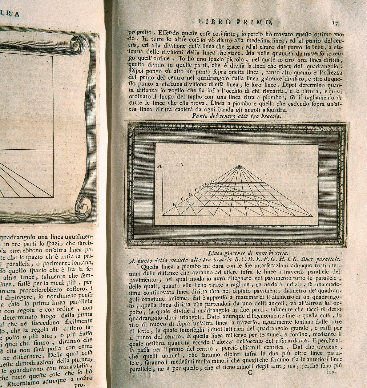 Studie zur Perspektive in der Malerei - Tafel aus dem ersten Buch der Serie "Über die Malerei" von Leon Battista Alberti (Gravur) von Italian School