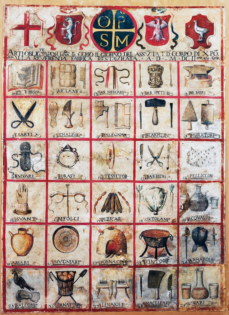 Symbole der Künste und Handwerke der Stadt Orvieto von Italian School