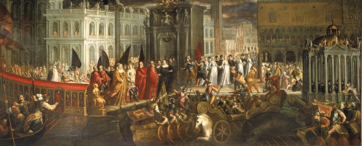 Die Ankunft von Morosina Morosini Grimani im Palazzo Ducale, Venedig von Italian School