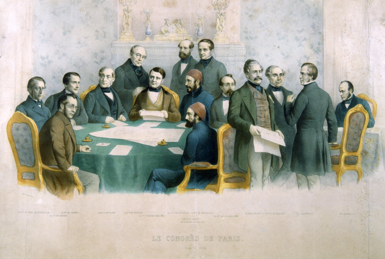 Der Kongress von Paris, März 1856, Illustration aus Die Geschichte Italiens von Italian School